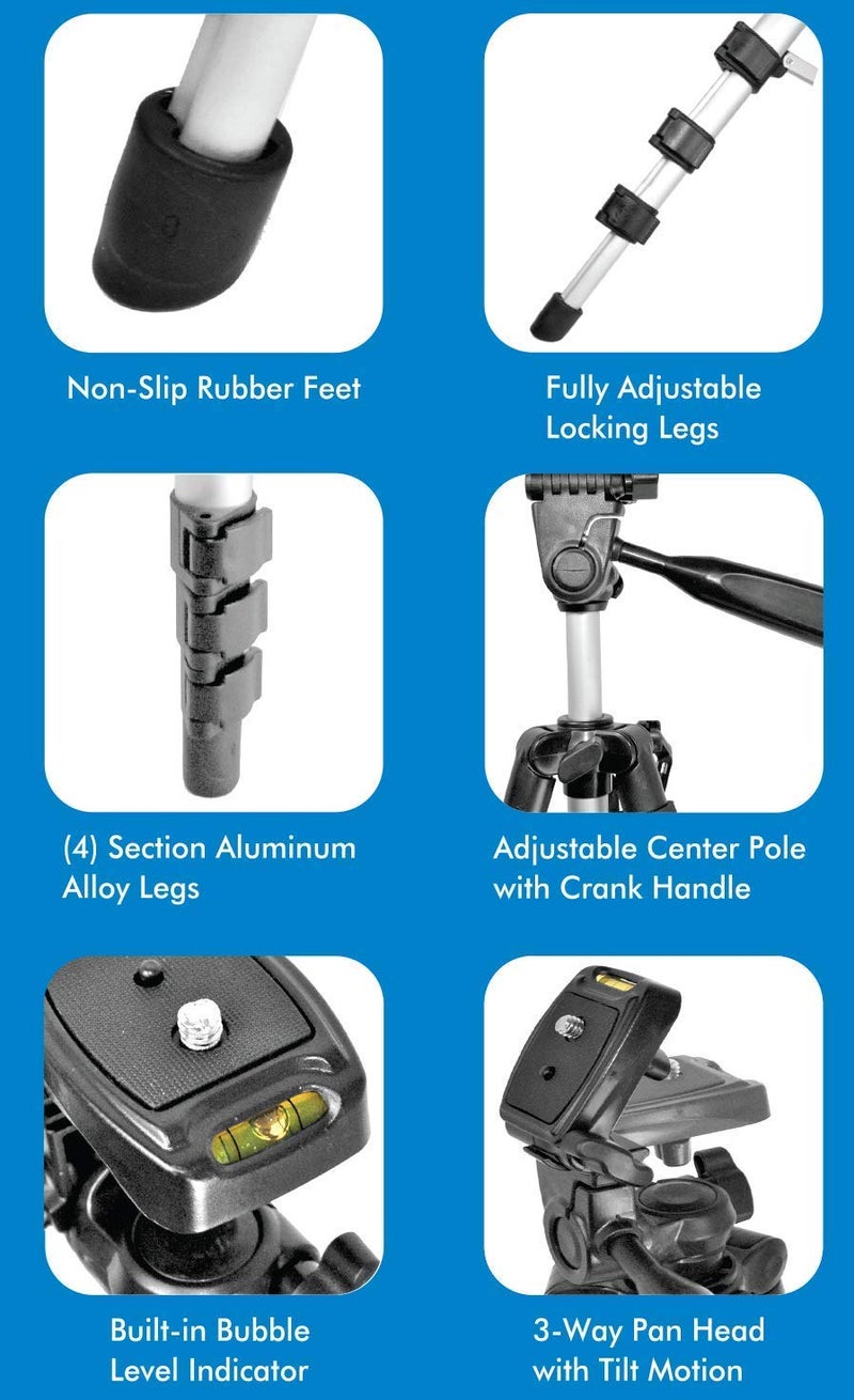 Ultimaxx Lightweight Portable Camera Tripod Stand with Carrying Bag for Sony, Nikon, Canon, Olympus, Pentax, Panasonic, Samsung Cameras and Camcorders (50") - Image 2